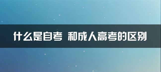 什么是自考 和成人高考有什么区别？